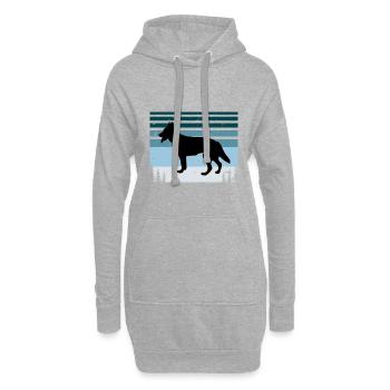 Berger Blanc Suisse Dog Silhouette Retro Sunset - Sweat-shirt à capuche long Femme - gris chiné - Devant