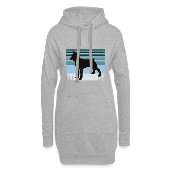 Boxer Hund Silhouette Vintage Sonnenuntergang für Hundeliebhaber - Hoodie-Kleid - Grau meliert - Vorne