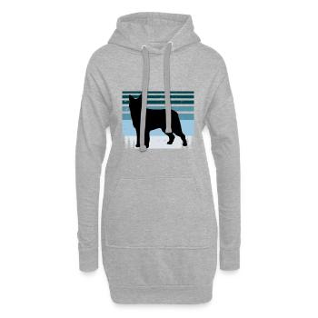 Bouvier des Ardennes Hund Silhouette Retro Sonnenuntergang - Hoodie-Kleid - Grau meliert - Vorne