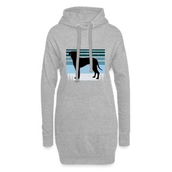 Blue Lacy Dog Lover Silhouette Vintage Sunset - Sweat-shirt à capuche long Femme - gris chiné - Devant