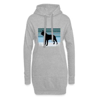 Boston Terrier Dog Lover Silhouette Vintage Sunset - Sweat-shirt à capuche long Femme - gris chiné - Devant