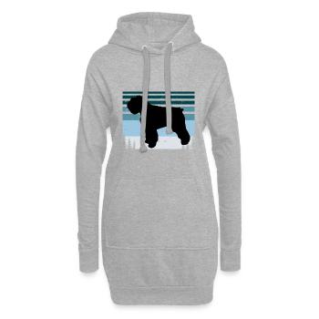 Bouvier Des Flandres Dog Silhouette Retro Coucher de Soleil - Sweat-shirt à capuche long Femme - gris chiné - Devant