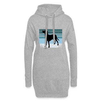 Bleu De Gascogne Petit Dog Silhouette Retro Sonnenuntergang - Hoodie-Kleid - Grau meliert - Vorne