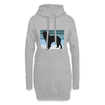 Border Collie Dog Lover Silhouette Vintage Sunset - Sweat-shirt à capuche long Femme - gris chiné - Devant