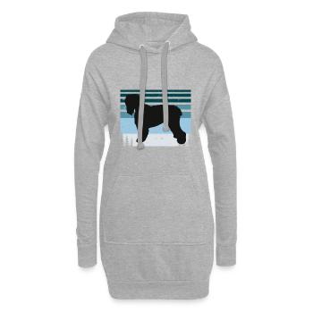 Noir Terrier Russe Chien Silhouette Rétro Coucher de Soleil - Sweat-shirt à capuche long Femme - gris chiné - Devant