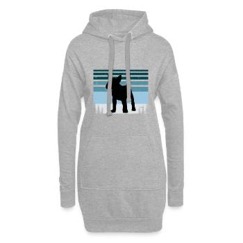 Bull Terrier Miniature Chien Silhouette Rétro Coucher de Soleil - Sweat-shirt à capuche long Femme - gris chiné - Devant
