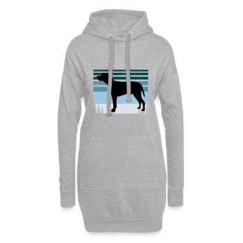 Braque Du Bourbonnais Hund Silhouette Retro Sonnenuntergang - Hoodie-Kleid - Grau meliert - Vorne