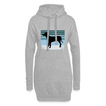 Chien Francais Blanc Et Noir Dog Silhouette Retro - Sweat-shirt à capuche long Femme - gris chiné - Devant