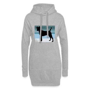 Chilien Fox Terrier Dog Silhouette Rétro Coucher de soleil - Sweat-shirt à capuche long Femme - gris chiné - Devant