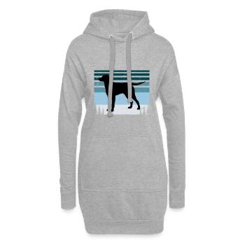 Curly Coated Retriever Hund Silhouette Retro Sonnenuntergang - Hoodie-Kleid - Grau meliert - Vorne