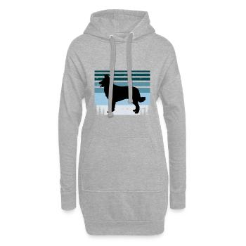 Chien de berger croate Amour Silhouette Rétro Coucher de soleil - Sweat-shirt à capuche long Femme - gris chiné - Devant