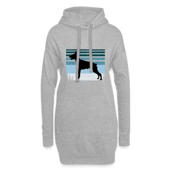 Doberman Dog Lover Silhouette Vintage Sunset - Sweat-shirt à capuche long Femme - gris chiné - Devant