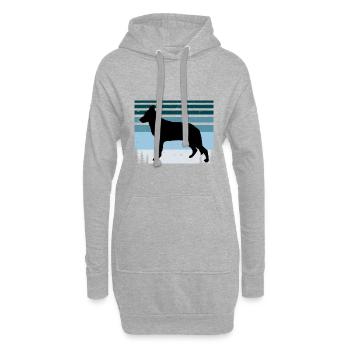 Chien de berger d’Europe de l’Est Silhouette Rétro Coucher de soleil - Sweat-shirt à capuche long Femme - gris chiné - Devant