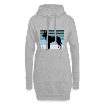 Berger Hollandais Chien Amoureux Silhouette Vintage Coucher de Soleil - Sweat-shirt à capuche long Femme - gris chiné - Devant