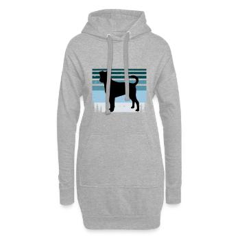 Chien de ferme suédois danois Silhouette Retro Coucher de soleil - Sweat-shirt à capuche long Femme - gris chiné - Devant