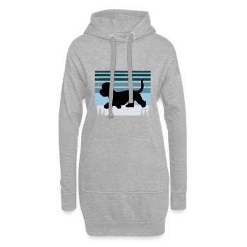 Dandie Dinmont Terrier Dog Silhouette Retro Sunset - Hoodie Dress - heather grey - Front