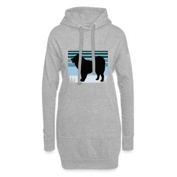 elou Dog Silhouette Vintage Sunset für Hundeliebhaber - Hoodie-Kleid - Grau meliert - Vorne
