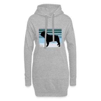 Amoureux du Bouledogue Français Silhouette Vintage Coucher de Soleil - Sweat-shirt à capuche long Femme - gris chiné - Devant