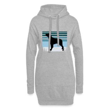 Français Bretagne Chien Amour Silhouette Vintage Coucher de Soleil - Sweat-shirt à capuche long Femme - gris chiné - Devant