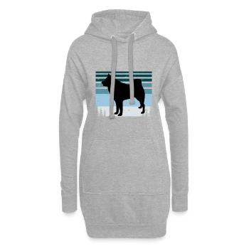 Finnischer Spitz Hundeliebhaber Silhouette Vintage Sonnenuntergang - Hoodie-Kleid - Grau meliert - Vorne