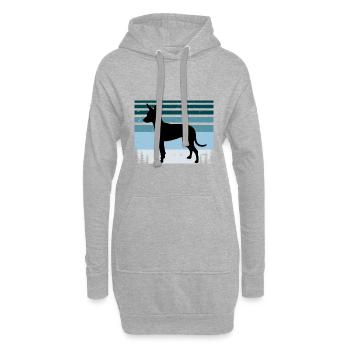 Englischer Toy Terrier Schwarz Hellbraune Hundesilhouette - Hoodie-Kleid - Grau meliert - Vorne