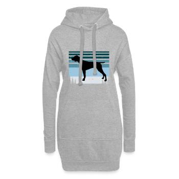 Deutsch Kurzhaar Vorstehhund Silhouette Retro - Hoodie-Kleid - Grau meliert - Vorne