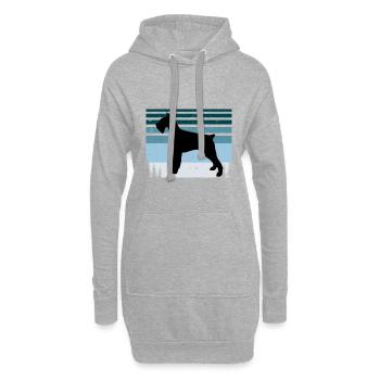 Schnauzer Géant Chien Amour Silhouette Vintage Coucher de Soleil - Sweat-shirt à capuche long Femme - gris chiné - Devant