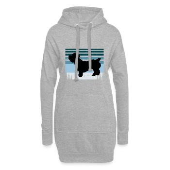 Glen De Imaal Terrier Dog Silhouette Rétro Coucher de Soleil - Sweat-shirt à capuche long Femme - gris chiné - Devant