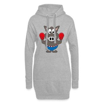 BOXER - SPORT - WILDSCHWEIN - TIER - TIERISCH - Hoodie-Kleid - Grau meliert - Vorne