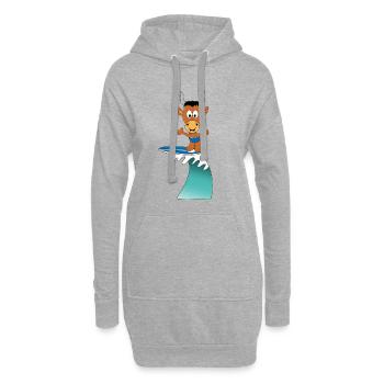 WELLENREITER - SURFER - STIER - BULLE - RIND - Hoodie-Kleid - Grau meliert - Vorne