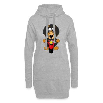 DACKEL - DACHSHUND - TECKEL - HUND - MOTORRAD - Hoodie-Kleid - Grau meliert - Vorne