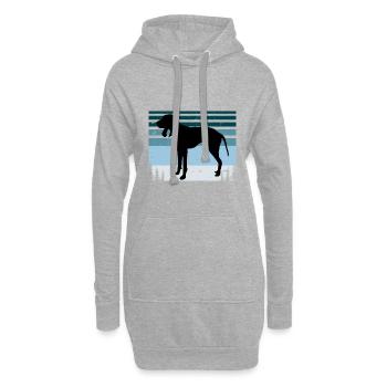 Griffon Bleu De Gascogne Chien Silhouette Rétro Soleil - Sweat-shirt à capuche long Femme - gris chiné - Devant