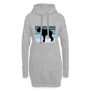 Griffon Bruxellois Hund Silhouette Retro Sonnenuntergang - Hoodie-Kleid - Grau meliert - Vorne