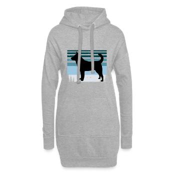 Jindo Dog Silhouette Vintage Sunset for Dog Lovers - Hoodie Dress - heather grey - Front