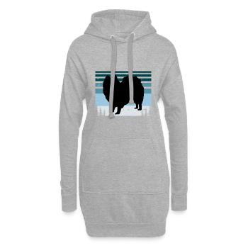 Indischer Spitz Hundeliebhaber Silhouette Vintage Sonnenuntergang - Hoodie-Kleid - Grau meliert - Vorne