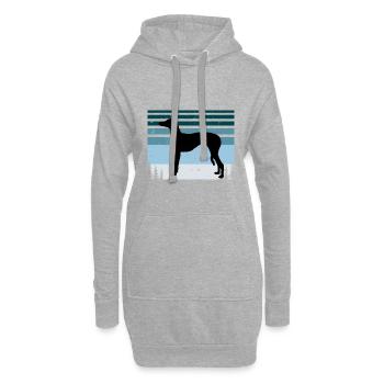 Ibizan Hound Hund Liebhaber Silhouette Vintage Sonnenuntergang - Hoodie-Kleid - Grau meliert - Vorne