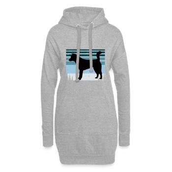 Kishu Ken Hundeliebhaber Silhouette Vintage Sonnenuntergang - Hoodie-Kleid - Grau meliert - Vorne
