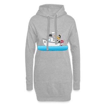 KAPITÄN - BOOT - SCHIFF - PINGUIN - MEER - Hoodie-Kleid - Grau meliert - Vorne