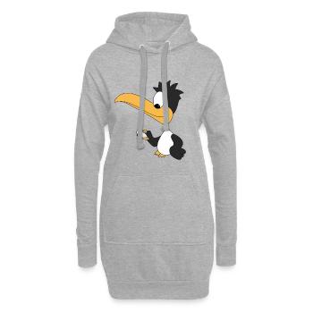 PINGUIN - FISCHBRÖTCHEN - FISCH - TIER - TIERISCH - Hoodie-Kleid - Grau meliert - Vorne