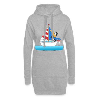 KAPITÄN - BOOT - SCHIFF - PINGUIN - SEGELN - MEER - Hoodie-Kleid - Grau meliert - Vorne