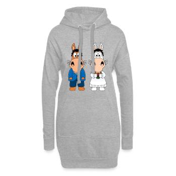 PFERDE - PONYS - HOCHZEIT - HEIRATEN - LIEBE - Hoodie-Kleid - Grau meliert - Vorne