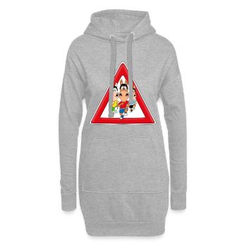 ACHTUNG - PFERDERENNEN - PFERDE - TIERISCH - Hoodie-Kleid - Grau meliert - Vorne