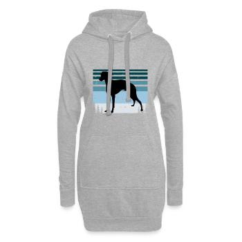 Rampur Greyhound Dog Lover Silhouette Retro Sunset - Sweat-shirt à capuche long Femme - gris chiné - Devant