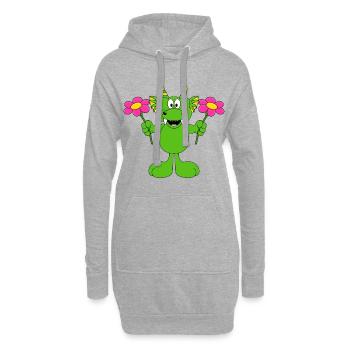 BLUMEN - LIEBE - DRACHE - GESCHENK - GARTEN - Hoodie-Kleid - Grau meliert - Vorne