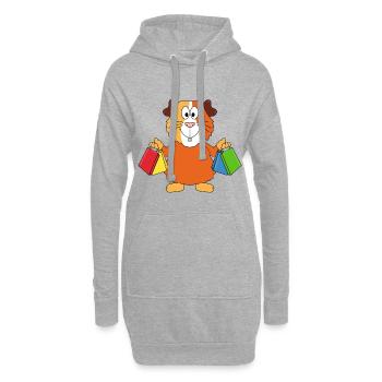 SHOPPING - MEERSCHWEINCHEN - EINKAUFEN - TIER - Hoodie-Kleid - Grau meliert - Vorne