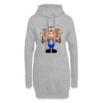 ZAUBERN - ZAUBERSTÄBE - KUH - BULL - RIND - STIER - Hoodie-Kleid - Grau meliert - Vorne
