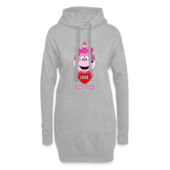 EINHORN - HERZ - LIEBE - LOVE - UNICORN - Hoodie-Kleid - Grau meliert - Vorne