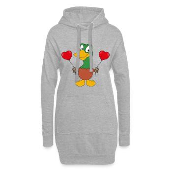 LUFTBALLONS - HERZEN - ENTE - TIERISCH - VERLIEBT - Hoodie-Kleid - Grau meliert - Vorne