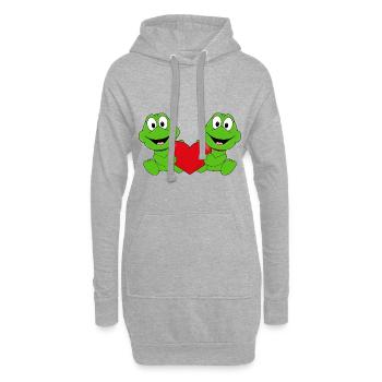 HERZ - LIEBE - FRÖSCHE - TIERE - Hoodie-Kleid - Grau meliert - Vorne