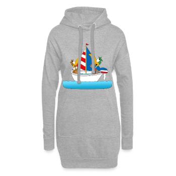 SEGELN - BOOT - SCHIFF - ENTEN - KAPITÄN - MEER - Hoodie-Kleid - Grau meliert - Vorne